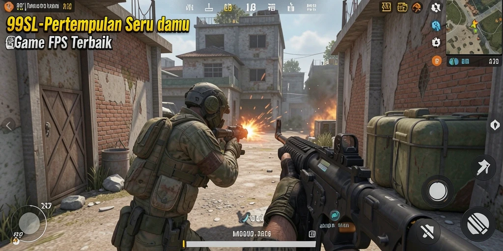 Tangkapan layar menampilkan aksi seru dalam permainan FPS 99SL.
