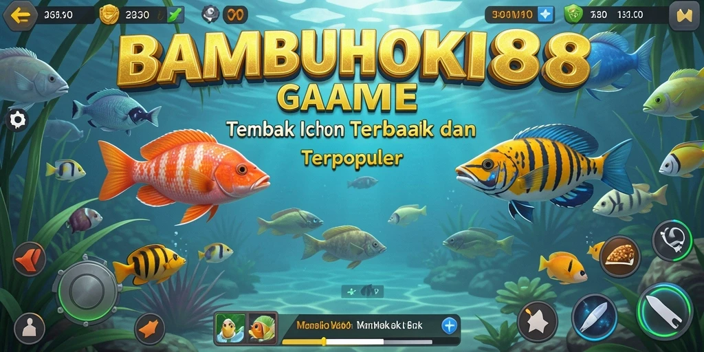 Tampilan gameplay seru dalam BAMBUHOKI88 dengan aksi menembak ikan.