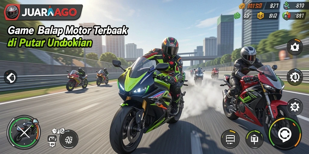 Gameplay JUARAGO yang mendebarkan di lintasan balap motor.