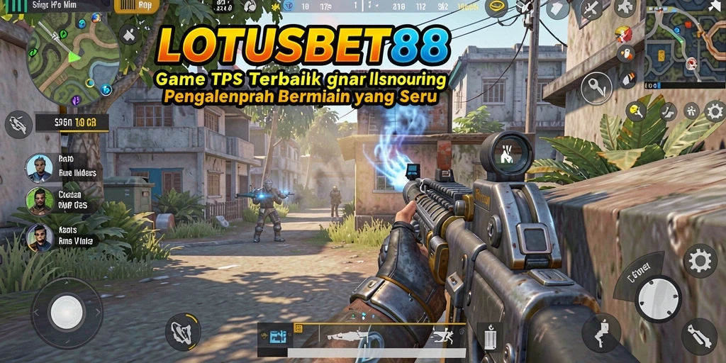 Tampilan gameplay LOTUSBET88 dengan aksi seru di arena TPS.