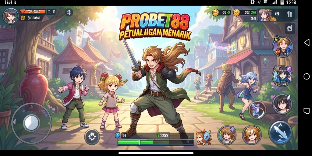 Tampilan permainan <strong>PROBET88</strong> dengan aksi karakter anime seru.