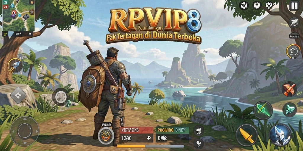 Tampilan gameplay RPVIP8 di dunia terbuka yang luas dan interaktif.